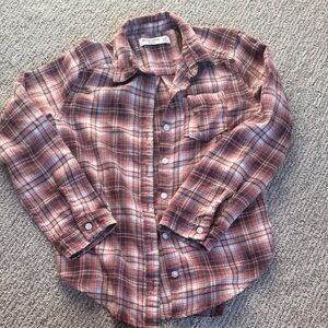 Abercrombie Kids Burgundy Plaid Button Down Shirt